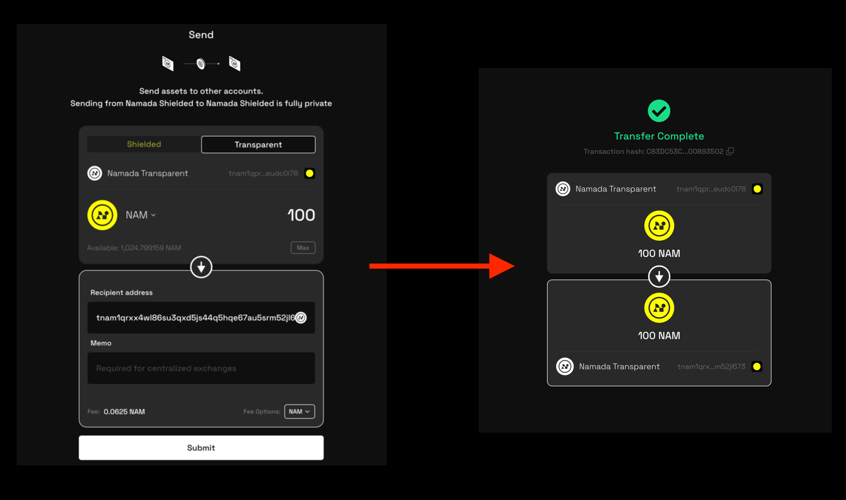 Transfer dialog